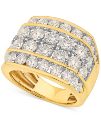 Macy's - Men's Diamond Four Row Cluster Ring (7 ct. t.w.) in 10k Gold