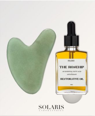 Solaris Laboratories NY - 2-Pc. Women's Jade Gua Sha & Rosehip Oil Facial Massage Set