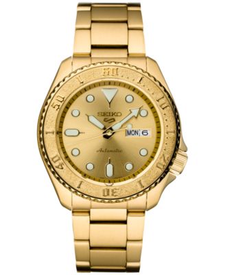 Seiko - Men's Automatic 5 Sports Gold-Tone Stainless Steel Bracelet Watch 43mm