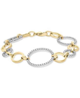 Wrapped in Love - Diamond Oval Link Bracelet (1 ct. t.w.) in 14k Gold-Plated Sterling Silver