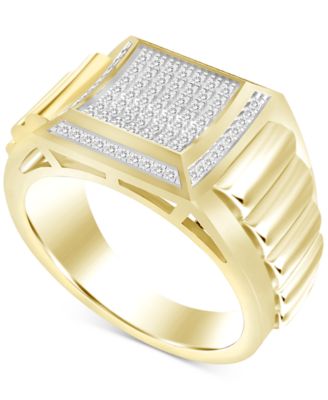 Macy's - Men's Diamond Cluster Ring (1/4 ct. t.w.) in 10k Gold