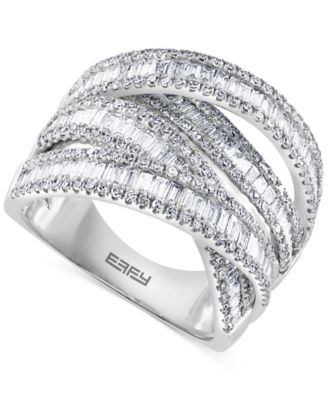 EFFY Collection - Diamond Baguette Crossover Statement Ring (1-5/8 ct. t.w.) in 14k White Gold