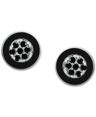 Giani Bernini - Black Cubic Zirconia & Enamel Cluster Stud Earrings in Sterling Silver