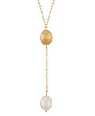 Macy's - Cultured Freshwater Pearl (10 x 8mm) Lariat Necklace in 14k Gold, 18" + 1" extender