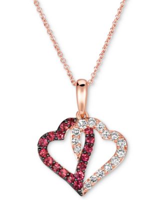 Le Vian - Passion Ruby (1/3 ct. t.w.) & Nude Diamond (1/4 ct. t.w.) Interlocking Hearts 18" Pendant Necklace in 14k Rose Gold