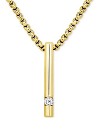 Macy's - Men's Diamond Solitaire Vertical Bar 22" Pendant Necklace (1/10 ct. t.w.)