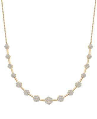 Wrapped in Love - Diamond Flower Cluster Collar Necklace (2 ct. t.w.) in 14k Gold, 16" + 2" extender