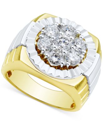 Grown With Love - Men's Lab Grown Diamond Cluster Ring (2 ct. t.w.) in 10k Two-Tone Gold