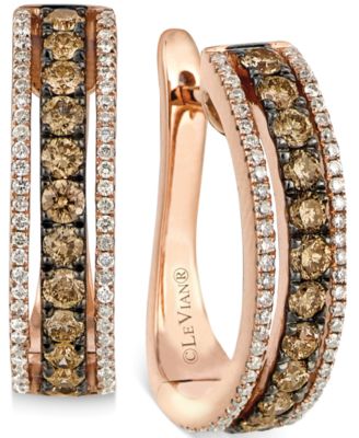 Le Vian - Chocolate and White Diamond Hoop Earrings in 14k Rose Gold (9/10 ct. t.w.)