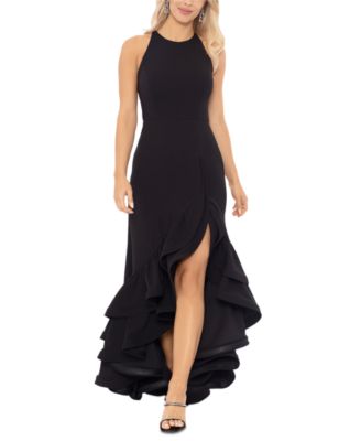 Betsy & Adam - Tiered Ruffles Scuba Crepe Gown