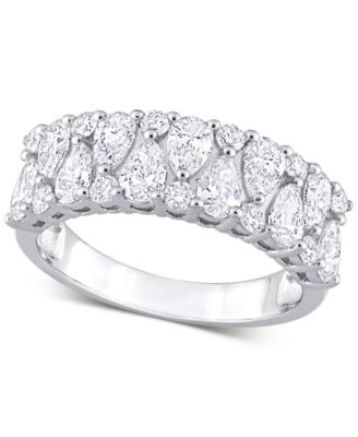 Macy's - Diamond Pear & Round Semi-Eternity Cluster Ring (2 ct. t.w.) in 14k White Gold