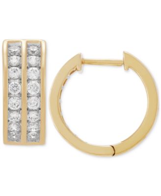 Grown With Love - Men's Lab Grown Diamond Channel-Set Small Hoop Earrings (1 ct. t.w.) in 10k Gold, 15mm