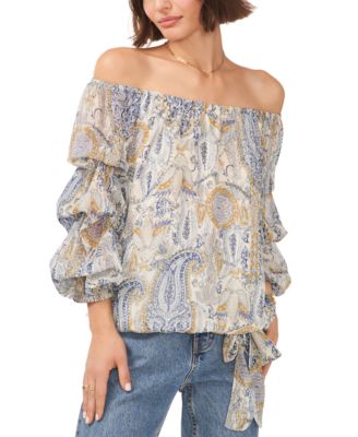 Vince Camuto - Women's Off-The-Shoulder Bubble-Sleeve Top