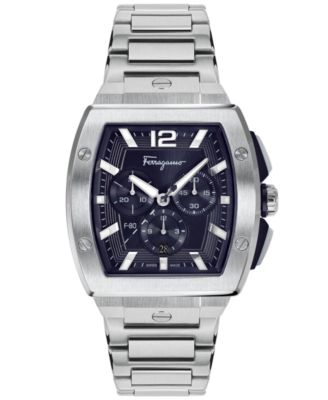 Ferragamo - Men's Swiss Chronograph F-80 Tonneau Stainless Steel Bracelet Watch 42mm