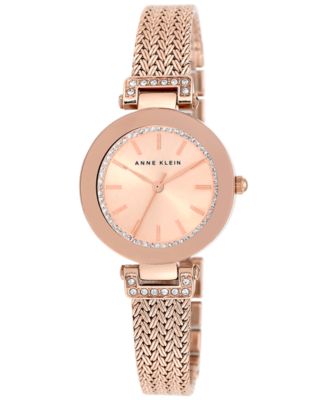 Anne Klein - Women's Premium Crystal-Accented Rose Gold-Tone Stainless Steel Mesh Bracelet Watch 30mm AK/1906RGRG