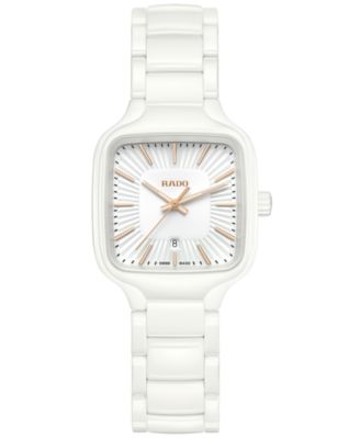 Rado - Women's Swiss True Square White High-Tech Ceramic Bracelet Watch 29mm