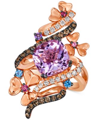 Le Vian - Multi-Gemstone (4-3/8 ct. t.w.) & Diamond (5/8 ct. t.w.) Swirl Flower Statement Ring in 14k Rose Gold