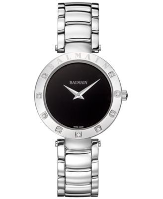 Balmain - Women's Swiss ia Bijou Diamond (1/10 ct. t.w.) Stainless Steel Bracelet Watch 33mm