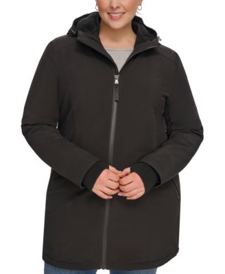 Calvin Klein - Plus Size Hooded Faux-Fur-Lined Anorak Raincoat