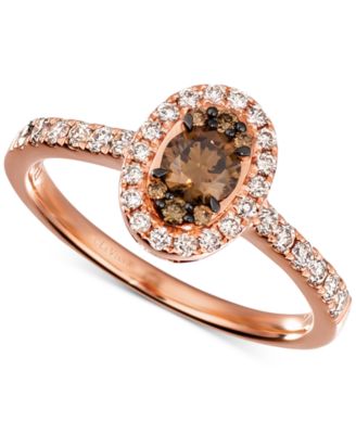 Le Vian - Chocolate Diamond & Nude Diamond Halo Ring (5/8 ct. t.w.) in 14k Rose Gold