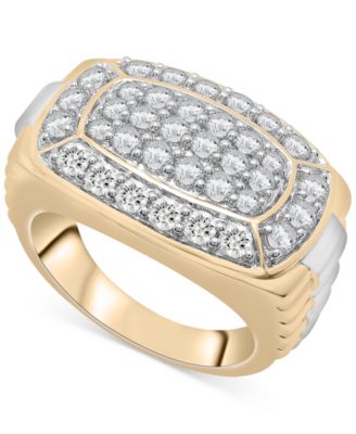 Macy's - Men's Diamond Cluster Two-Tone Ring (2 ct. t.w.) in 10k Gold