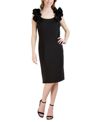 Donna Ricco - Women's Ruffled-Shoulder Sleeveless Dress