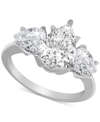 Badgley Mischka - Lab Grown Diamond Pear Three Stone Engagement Ring (4 ct. t.w.) in 14k Gold