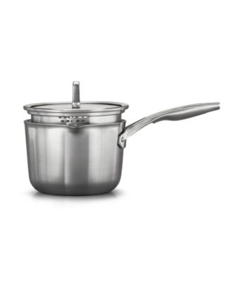 Calphalon - Premier Stainless Steel 3.5-Quart Pour and Strain Sauce Pan with Cover