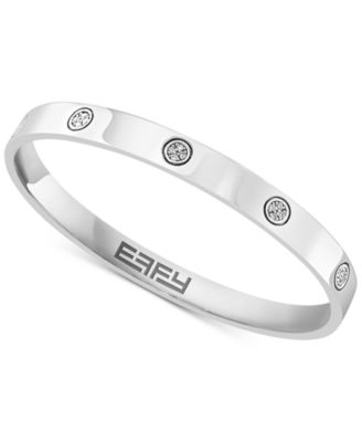 EFFY Collection - Diamond Cluster Inset Bangle Bracelet (1/6 ct. t.w.) in Sterling Silver