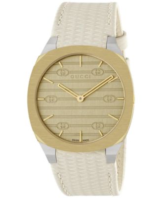 Gucci - Women's Swiss 25H White Leather Strap Watch 34mm