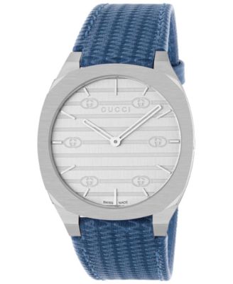 Gucci - Women's Swiss 25H Blue Leather Strap Watch 34mm
