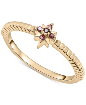 Macy's - Garnet Star Cluster Textured Ring (1/20 ct. t.w.) in 14k Gold-Plated Sterling Silver