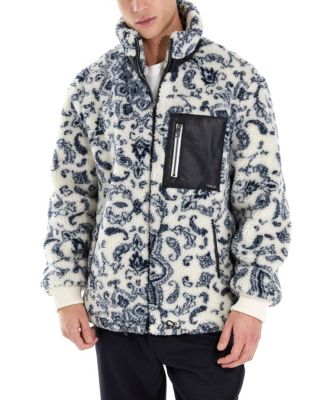 GUESS - Men's Bandana-Print Sherpa Full-Zip Fleece Jacket