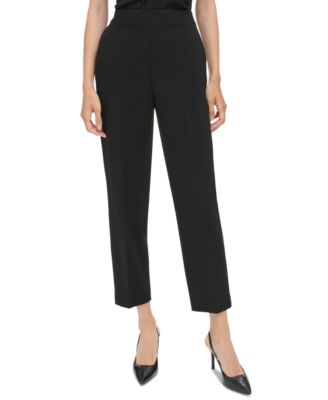 Calvin Klein - Petite Elastic-Back Cropped Mid-Rise Pants