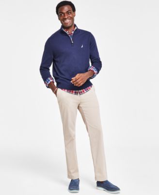 Nautica - Men's Plaid Long-Sleeve Shirt, Quarter-Zip Sweater, & Chinos