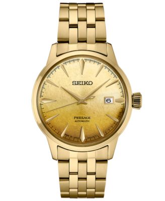 Seiko - Men's Automatic Presage Cocktail Time Gold-Tone Stainless Steel Bracelet Watch 41mm