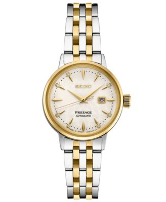 Seiko - Women's Automatic Presage Diamond (1/10 ct. t.w.) Two-Tone Stainless Steel Bracelet Watch 30mm