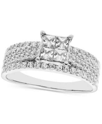 Macy's - Diamond Princess Quad-Cluster Engagement Ring (1 ct. t.w.) in 14k White gold