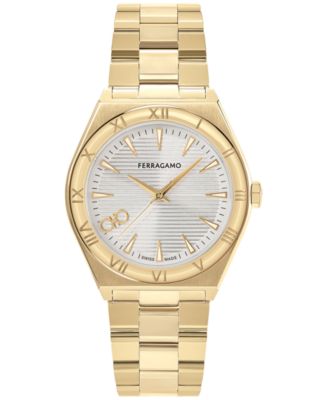 Ferragamo - Men's Swiss Vega Upper East Gold Ion Plated Stainless Steel Bracelet Watch 40mm