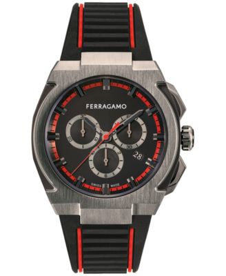 Ferragamo - Men's Chronograph Edge Black Rubber Strap Watch 43mm
