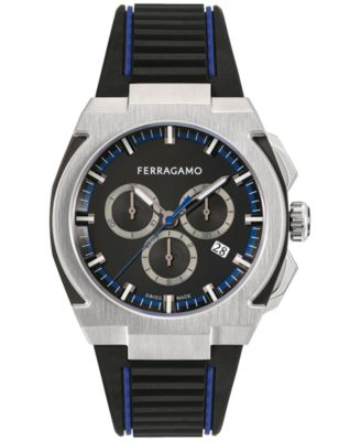 Ferragamo - Men's Chronograph Edge Black Rubber Strap Watch 43mm