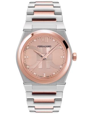 Ferragamo - Men's Vega Holiday Capsule Diamond (0.06 ct. t.w.) Two-Tone Stainless Steel Bracelet Watch 40mm