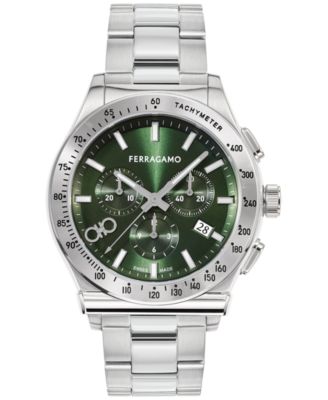 Ferragamo - Men's 1927 Swiss Chronograph Silver-Tone Stainless Steel Bracelet Watch 42mm