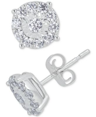 Macy's - Diamond Halo Stud Earrings (1/2 ct. t.w.) in 14k White Gold