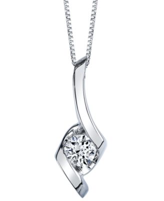 Sirena - Diamond Solitaire Swirl 18" Pendant Necklace (3/8 ct. t.w.) in 14k Gold