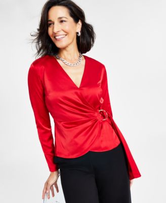 I.N.C. International Concepts - Women's Surplice Satin Blouse