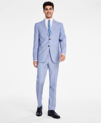 DKNY - Men's Modern-Fit Bi-Stretch Light Blue Check Suit Separates