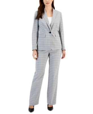 Le Suit - Women's Plaid Pant Suit, Regular & Petite
