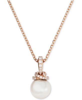 Swarovski - Rose Gold-Tone Pav&eacute; & Imitation Pearl Pendant Necklace, 15" + 2" extender