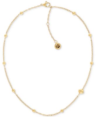 Tommy Hilfiger - Gold-Tone Stainless Steel Metallic Orb Station Necklace, 16" + 2" extender